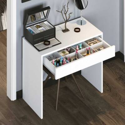 Arya Novella Mode Çekmeceli Beyaz Makyaj Masası/Dresuar/Çalışma Masası Make Up Desk - 1