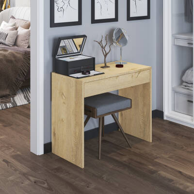 Arya Novella Mode Çekmeceli Makyaj Masası/Dresuar/Çalışma Masası Make Up Desk Lefkas Meşe - 2