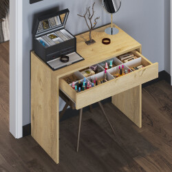 Arya Novella Mode Çekmeceli Makyaj Masası/Dresuar/Çalışma Masası Make Up Desk Lefkas Meşe - 1