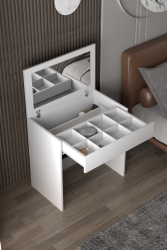 Mina Aynalı Çekmeceli Gizli Bölmeli Makyaj Masası Çalışma Masası - Bicabin