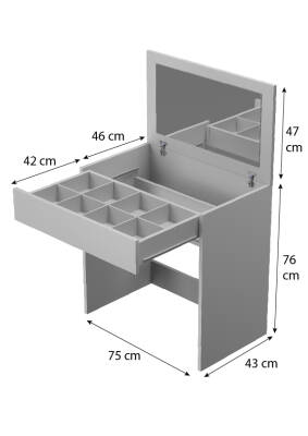 Mina Aynalı Çekmeceli Gizli Bölmeli Makyaj Masası Çalışma Masası - 5