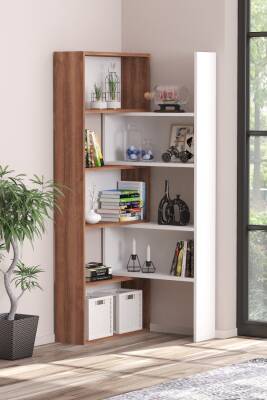 Ayarlanabilir Raflı Dekoratif Modüler Kitaplık Beyaz Garda Decorative Bookshelf - 2