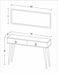 Elegance Asia Çekmeceli Ahşap Ayaklı Aynalı Dresuar/Dresser With Glass - 4