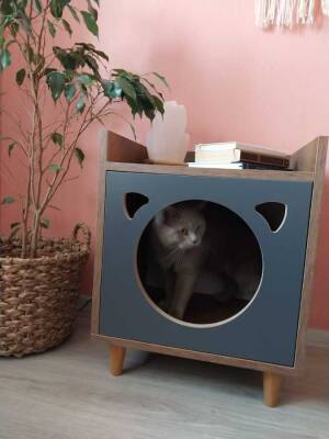 Kedi Komodin -Kedi Yuvası- Kedi Yatağı - Kedi Evi - 3