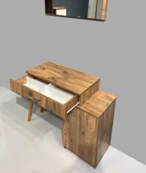 London Novella Dolaplı Çekmeceli Aynalı Makyaj Masası/Dresuar/Make up Desk Atlantik Çam/Beyaz - Bicabin