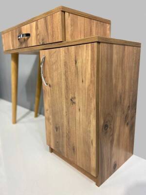 London Novella Dolaplı Çekmeceli Aynalı Makyaj Masası/Dresuar/Make up Desk Atlantik Çam/Beyaz - 4