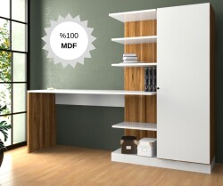 MDF Narin Raflı Dolaplı Çalışma Masası Atlantik Çam/Beyaz - 1