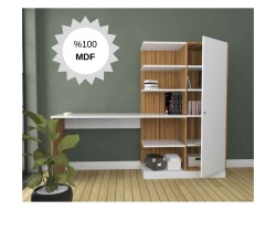 MDF Narin Raflı Dolaplı Çalışma Masası Atlantik Çam/Beyaz - 2