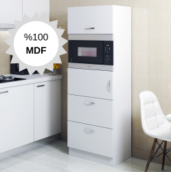 MDF Mikrodalga Fırın Raflı Kapaklı Çekmeceli Çok Amaçlı Hazır Mutfak Dolabı/Beyaz - 2