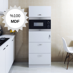 MDF Mikrodalga Fırın Raflı Kapaklı Çekmeceli Çok Amaçlı Hazır Mutfak Dolabı/Beyaz - 3