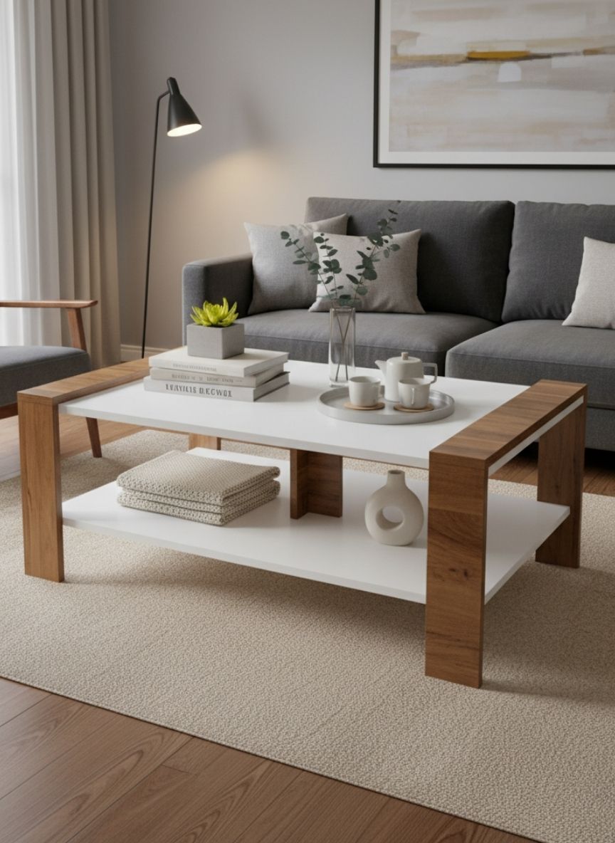 Atina Dekoratif Orta Sehpa -Atlantik Çam/Beyaz