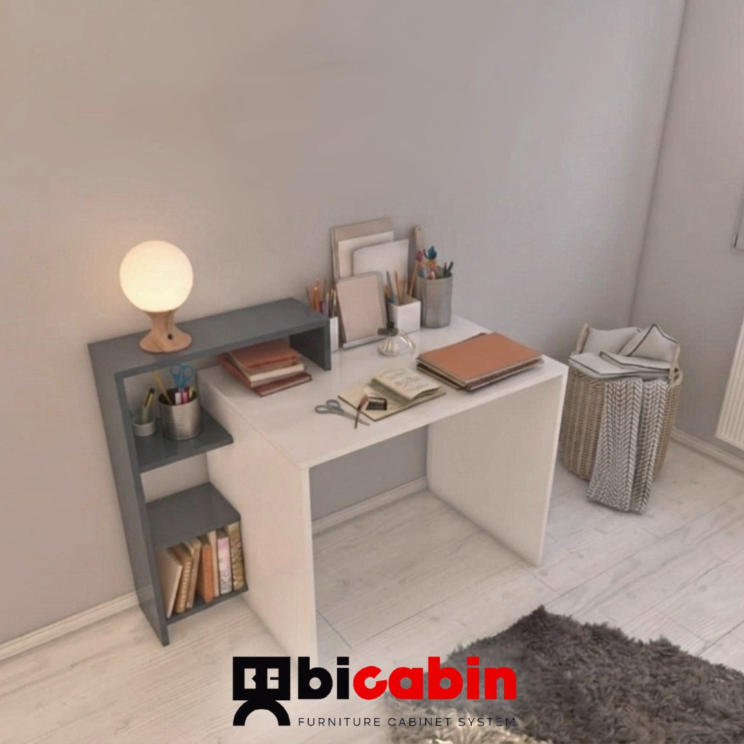 Casablanca Raflı Modüler Çalışma Masası -Antrasit/Beyaz
