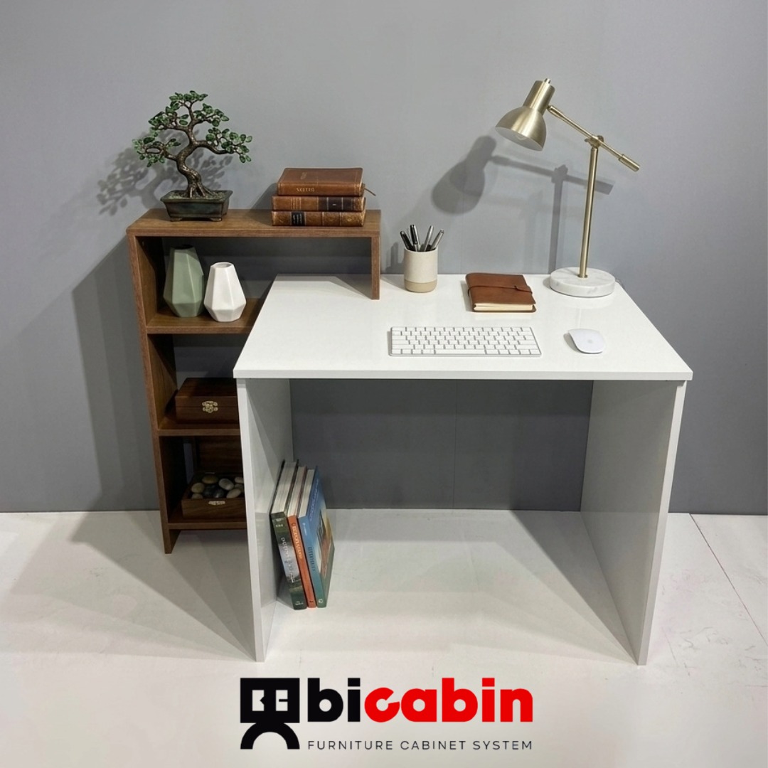 Casablanca Raflı Modüler Çalışma Masası -Barok /Beyaz