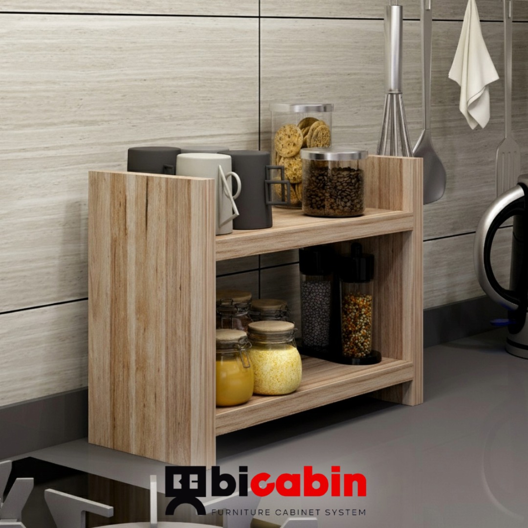 Denis Tezgah Üstü Mutfak Raf Kavanoz, Bardak Rafı -Atlantik Çam