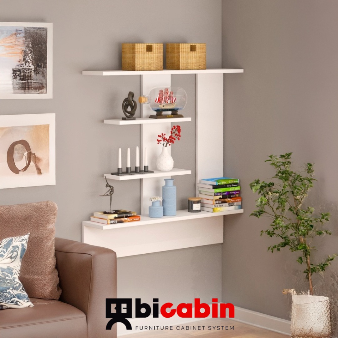 Libra Dekoratif Duvar Rafı -Beyaz