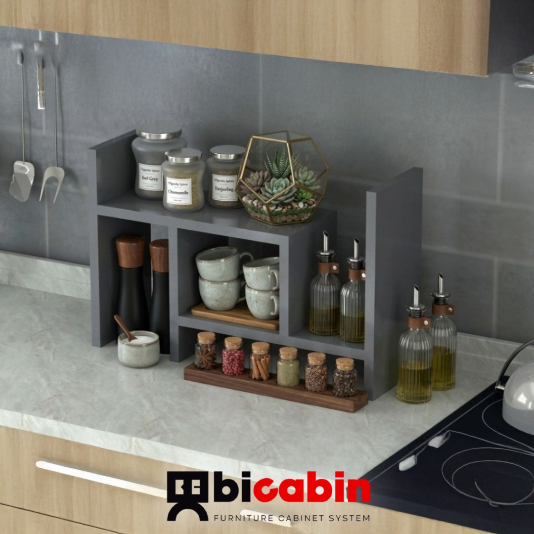 Luna Ayarlanabilir Kitaplık Masaüstü Tezgahüstü Düzenleyici Raf -Antrasit