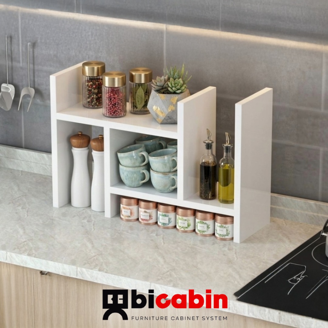 Luna Ayarlanabilir Kitaplık Masaüstü Tezgahüstü Düzenleyici Raf -Beyaz