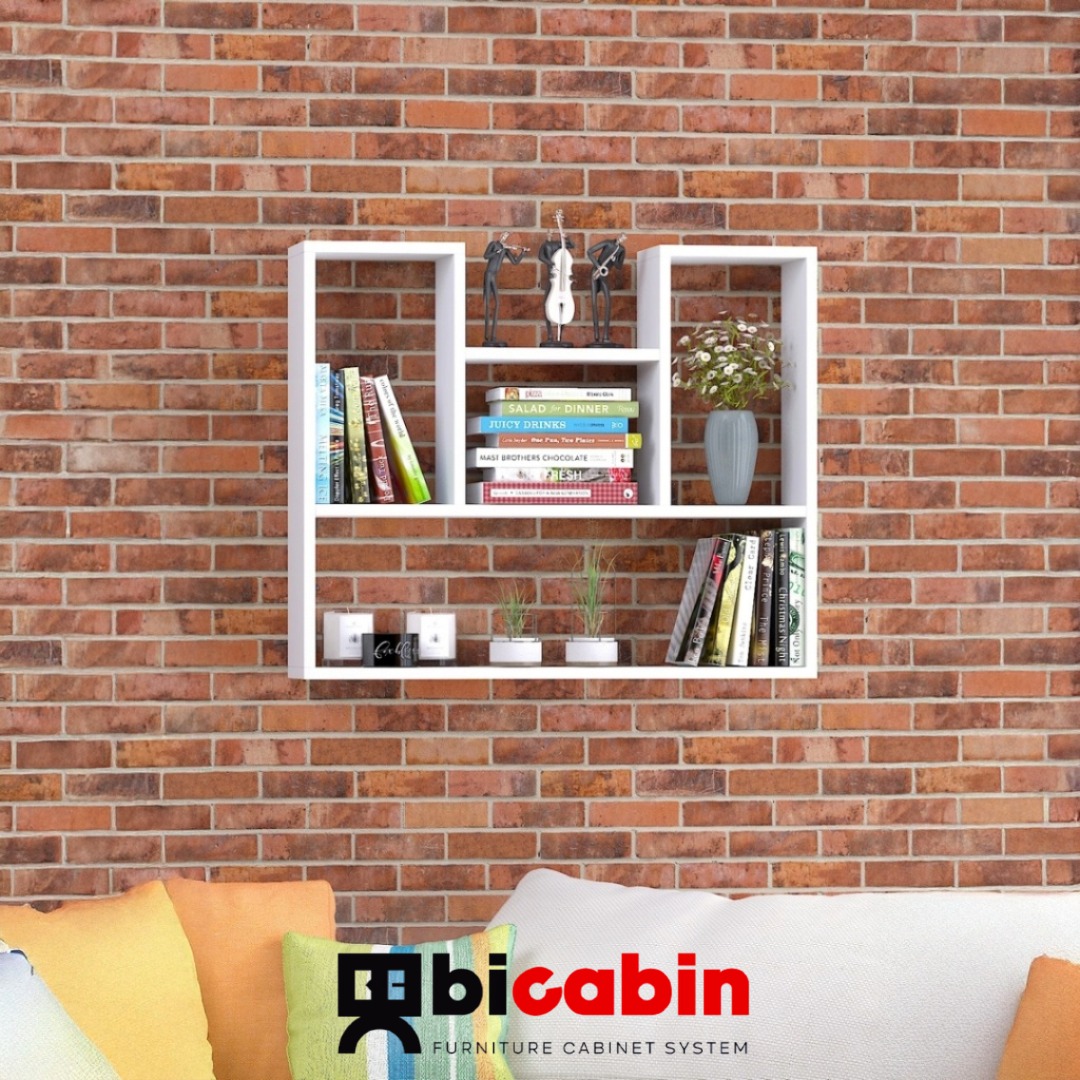 Mono Dekoratif Duvar Rafı -Beyaz