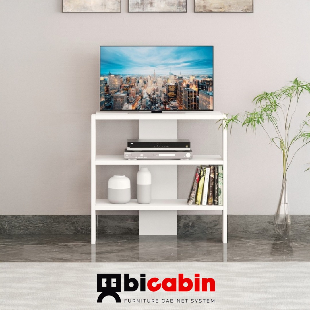 Pera Modern Çok Amaçlı 3 Raflı Dolap Tv Sehpası Antre Dresuar Kitaplık Ayakkabılık -Beyaz